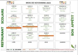 Menu novembre 2023